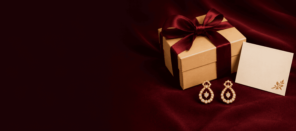 Beautiful gift box with gold earrings