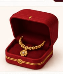 Gold Necklace in Red Jewelry Box